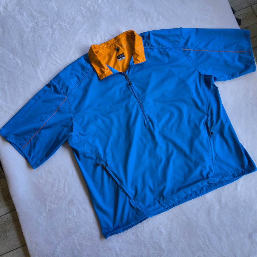 Nike Golf Windbreaker Pullover Mens XXL 2XL Blue Orange Clima-FIT 1/4 Zip